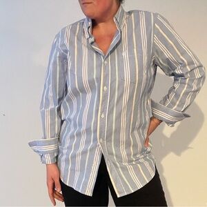 Chaps Light Blue and White Striped Oxford Shirt